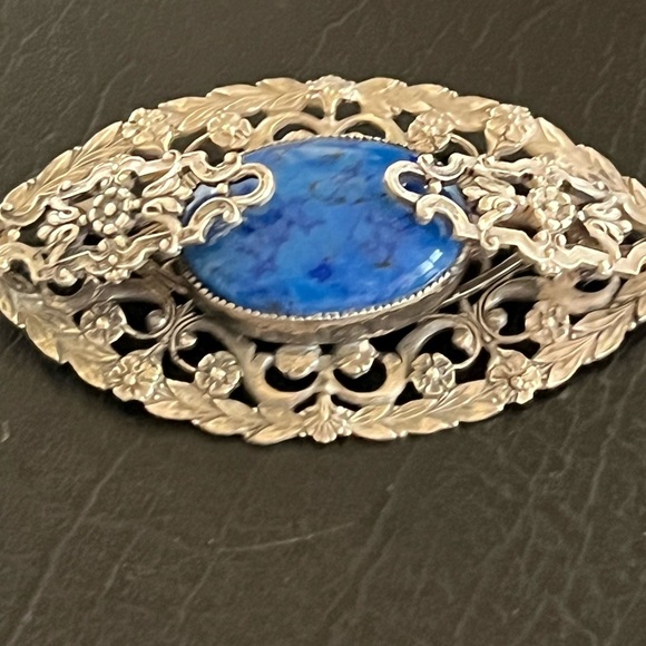 Vintage Sterling Silver stone brooch - Picture 3 of 6